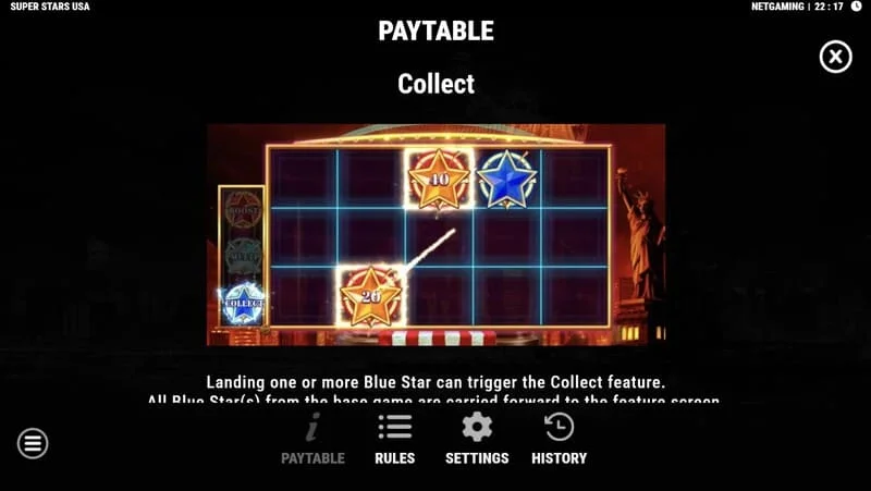 Super Stars USA - активиране на функцията Collect
